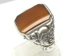 Antik Ring Silber floral Karneol Gr. 60