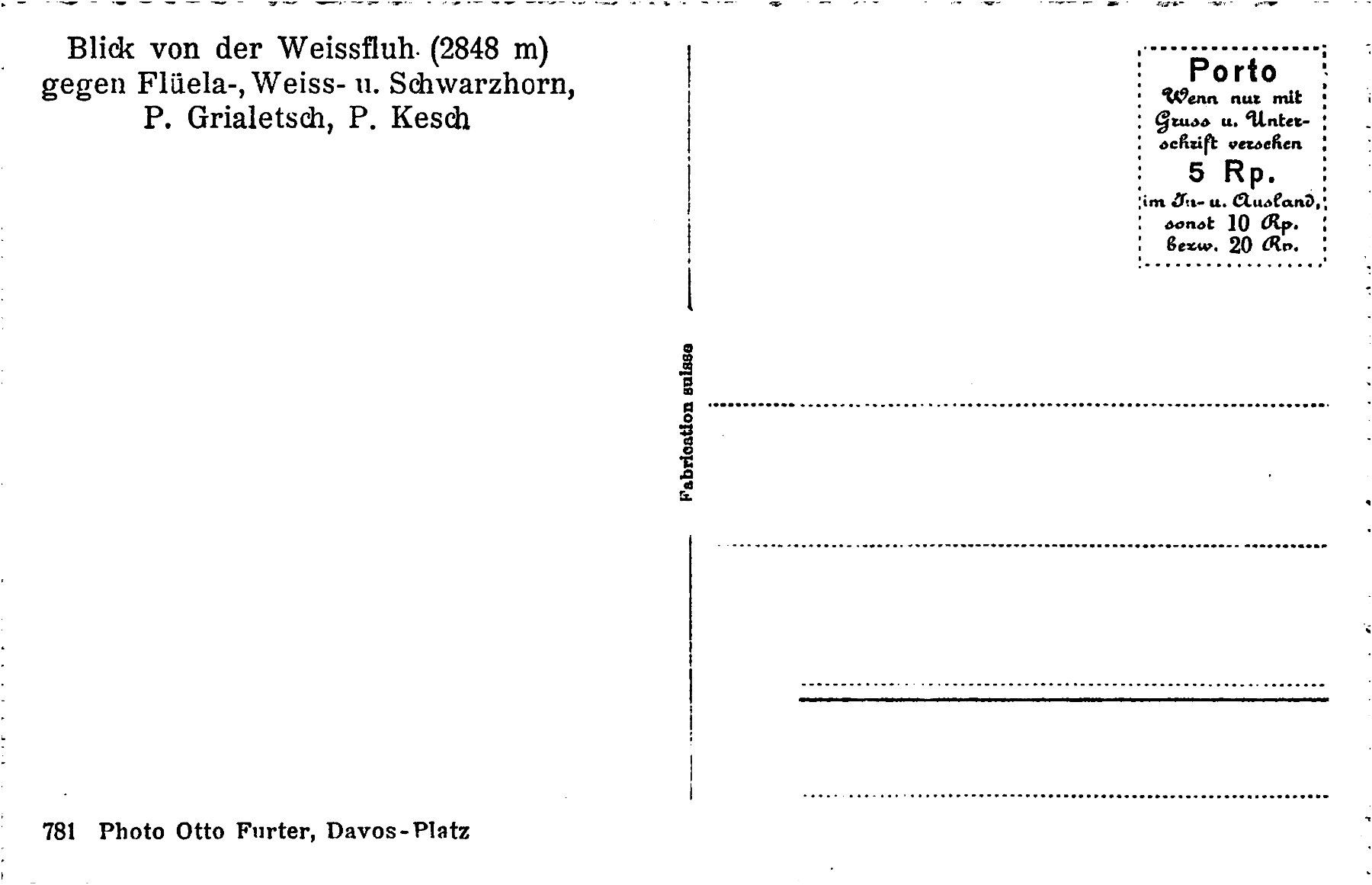 Cartoline postali: 2x Davos Weissfluh – Usato da Ottikon b.Kemptth. venduto da Neptun1974 1