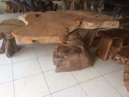 Tisch Esstisch Teak Gartentisch Wurzel Teakholz Outdoortisch