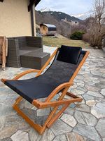 Chaise longue pliante en bois massif  qualité premium