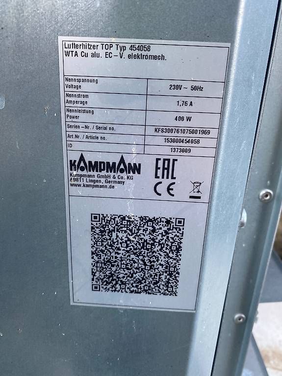 Installations sanitaires: DAIKIN / Kampmann Lüfterhitzer  400 W  – D'occasion à Zeiningen par rot_2xls