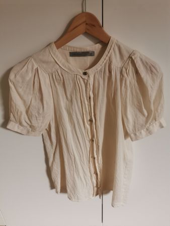 Vintage Bluse, Creme, Gr. XS