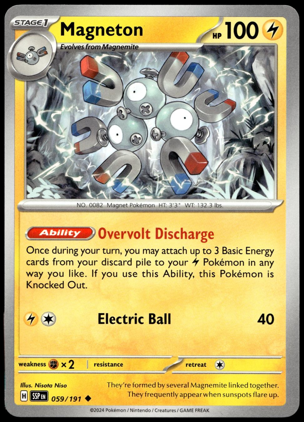 Pokémon Carte collezionabili: Pokémon Magneton 059/191   SV08 Surging Sparks – Usato da Le Mouret venduto da PokemonCards_CH