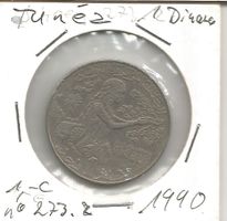 TUNESIEN - 1 DINAR 1990 - GELAUFEN UND SCHOENER ZUSTAND