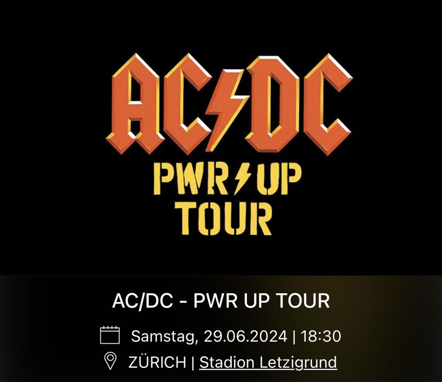 AC/DC, Zürich ,29.06.2024, 4 Stehplätze | Kaufen auf Ricardo