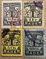 4 Fiskalmarken Stadtgemeinde Baden Aargau - Revenue Stamps