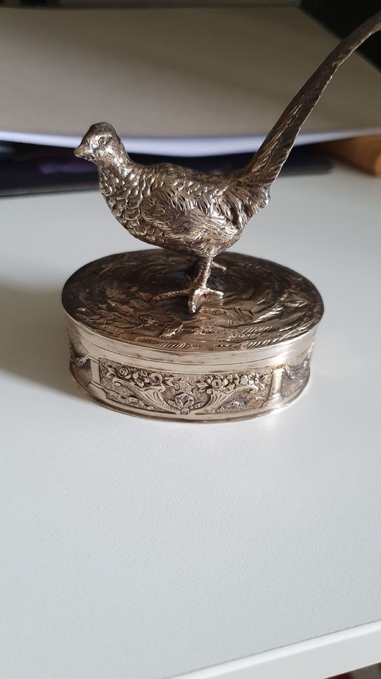 Statuette: Antike Dose mit Fasan Figur Silber  – Usato da Dietikon venduto da Allegra34 2