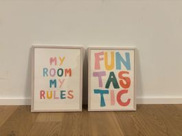 Farbige Bilder inkl. Rahmen für Kinderzimmer
