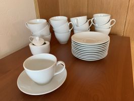Teetassen/Kaffeetassen-Set weiss, 11teilig