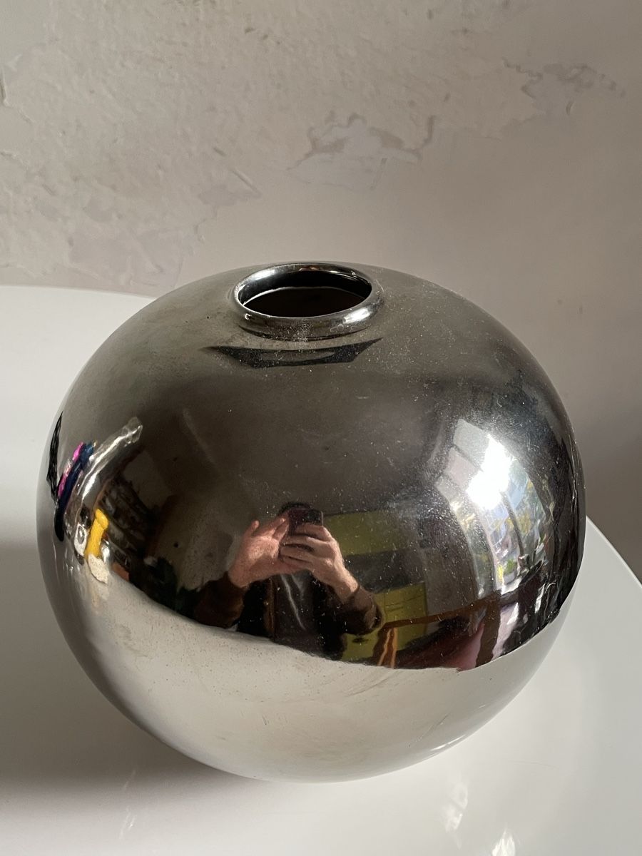 Vasi & Recipienti: Modern round Vase in Silver glaze  – Usato da Basel venduto da Amechan. 2