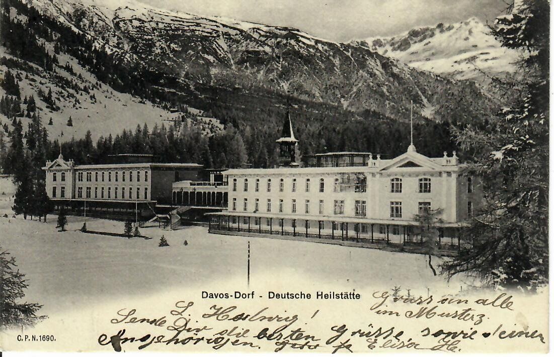 Cartoline postali: Davos Dorf - Deutsche Heilstätte 1904 – Usato da Hochdorf venduto da Ziegel-16