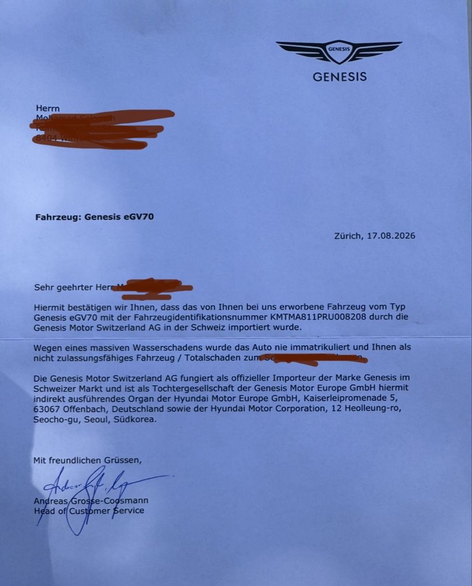 Genesis Automobili: Genesis Wasserschaden  – Usato da Winterthur venduto da Mudi.ti 7