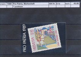 1989 Pro Patria, Markenheftchen, ** postfrisch (Heft 1b)