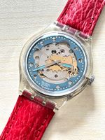 Swatch Automatic Uhr, rotes Lederarmband, Top Zustand!