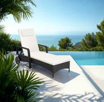 Rattan Sonnenliege schwarz/beige