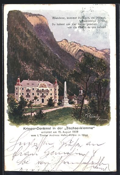Cartoline postali: F.A.C.M. Reisch: Franzensfeste, Krieger- – Usato da Berlin venduto da bartko-reher
