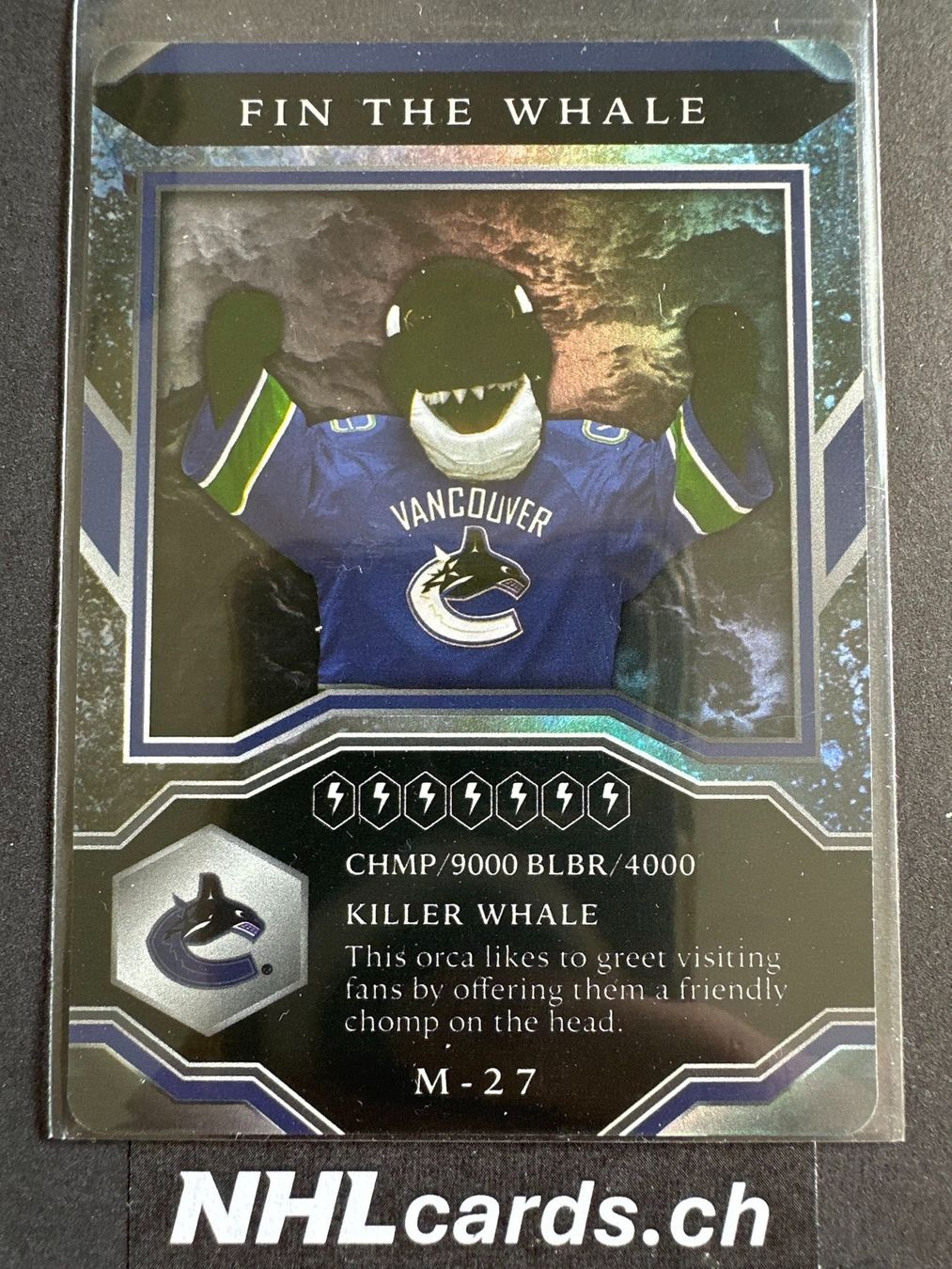 NHL Carte collezionabili: Fin The Whale NHL Mascot Insert Card – Usato da Belp venduto da nhlcards.ch