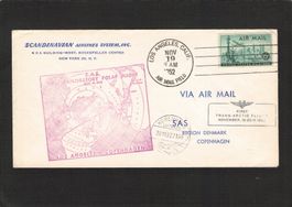 Flugbrief SAS ,1 Polarflug ,Los Angeles -Copenhagen,19.11.52