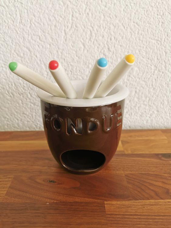 WDKXCN Schokofondue Set Keramik - Mit Teelicht & 4 Gabeln Für Desserts