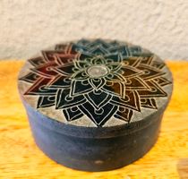 Steindose Stein Box Schatulle Speckstein Mandala Orient Asia