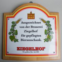 Bier Brauerei ZIEGELHOF LIESTAL Emailschild Bierausschank