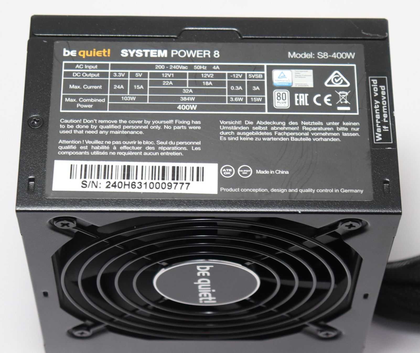 beQuiet! Custodie: BeQuiet System Power 8 400W ATX PC Netzteil 80Plus – Usato da Frick venduto da Techcat_GmbH 1