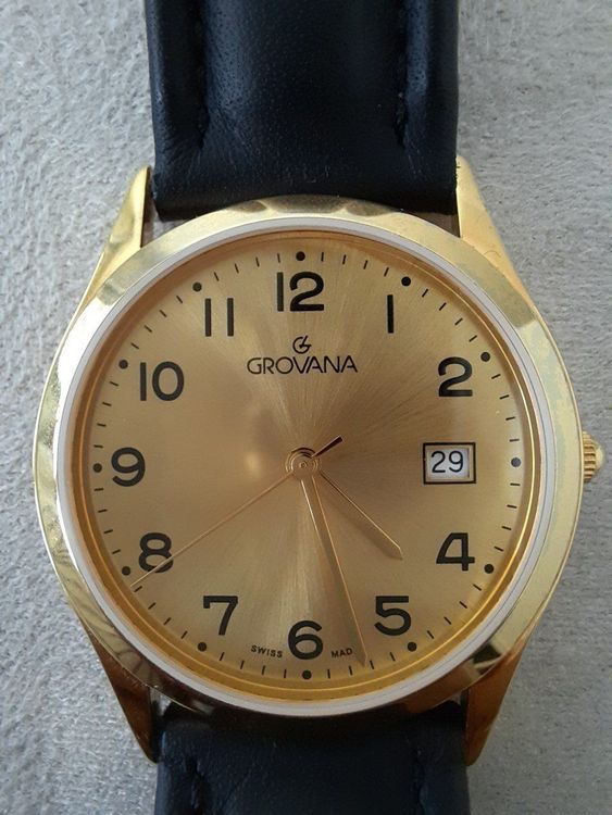 Montre Femme GROVANA Quartz 1195.1 - Cadran Beige, Boîtier Plaqué Or - Swiss Made - Occasion