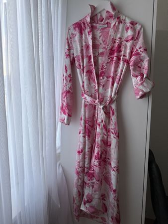 Shirt dress floral pink white 
