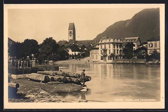 Cartoline postali: AK Unterseen, Aarepartie – Usato da Berlin venduto da bartko-reher