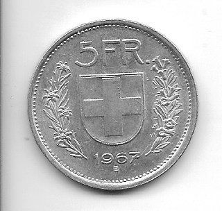 Tutti le monete: 5.00 suisse  1967 neuve – Usato da Orbe venduto da Fleuryan