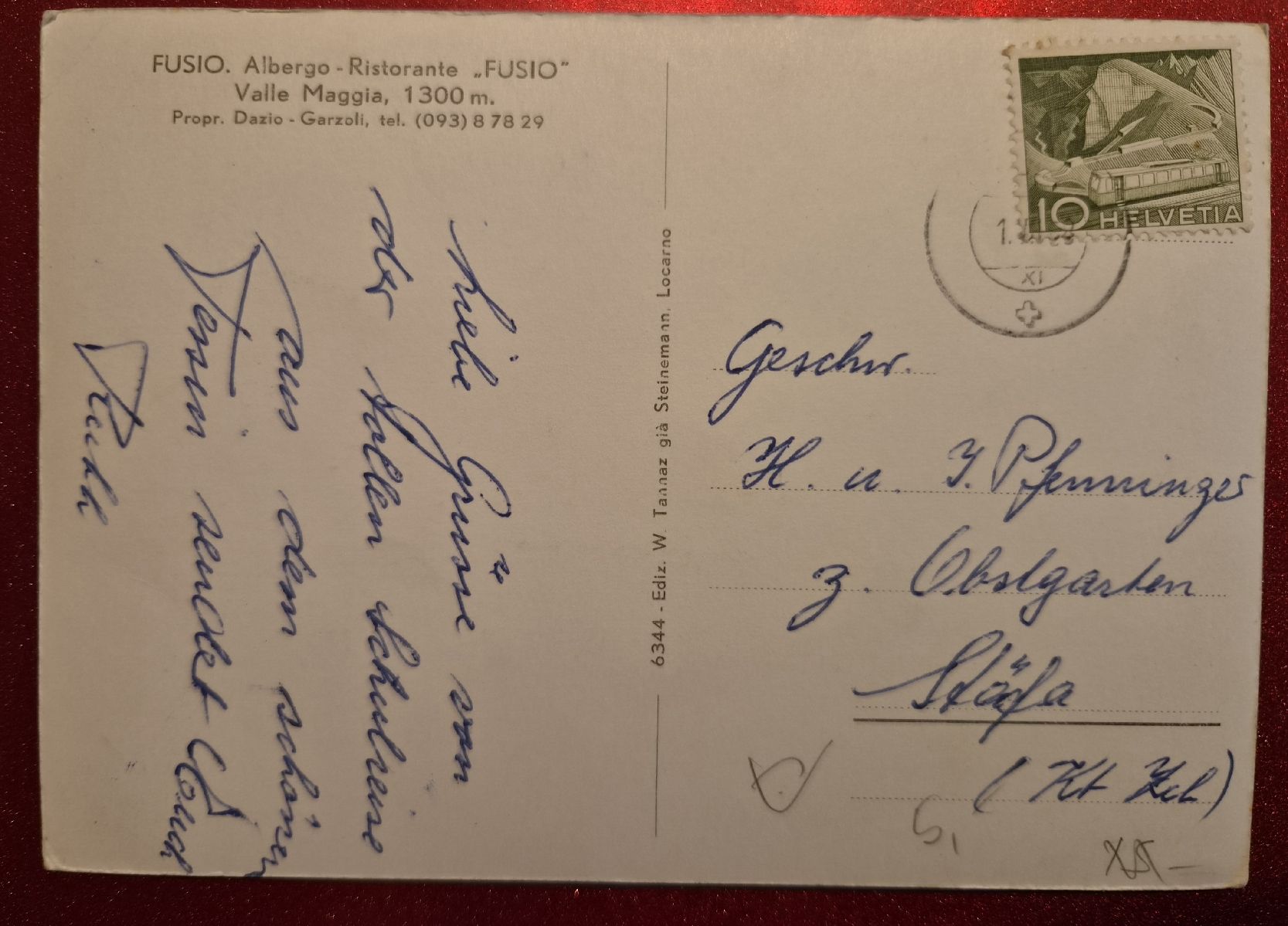 Cartes postales: FUSIO Valle Maggia 1300m 1958 – D'occasion à Melchnau par Arthurius 1