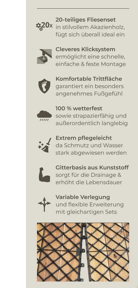 Rivestimenti per pavimenti: 20er Set Terrassenfliesen Tabula mit Klicksystem – Nuovo (secondo la descrizione) da Steinhausen venduto da Retourenprofis 2