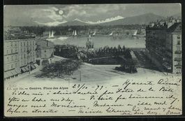 Mondschein-AK Genève, Place des Alpes