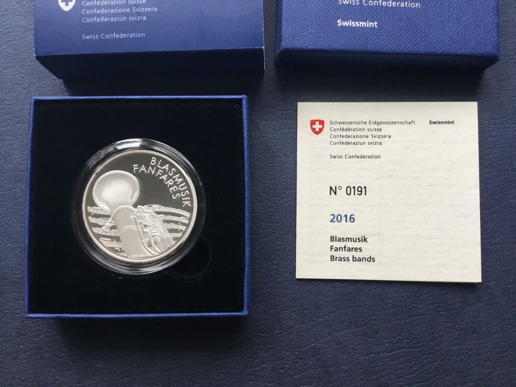 Tutti le monete: 20 Franken Silbermünze Blasmusik 2016 PP – Nuovo e nell'imballaggio originale da St. Margrethen SG venduto da alfapeugeot10 2