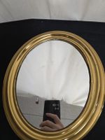 Oval Spiegel Goldfarben mit Rand ca 28x23cm mit Gebrauchsspu