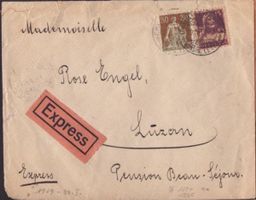 Briefumschlag mit Stempel und Marke "Express"