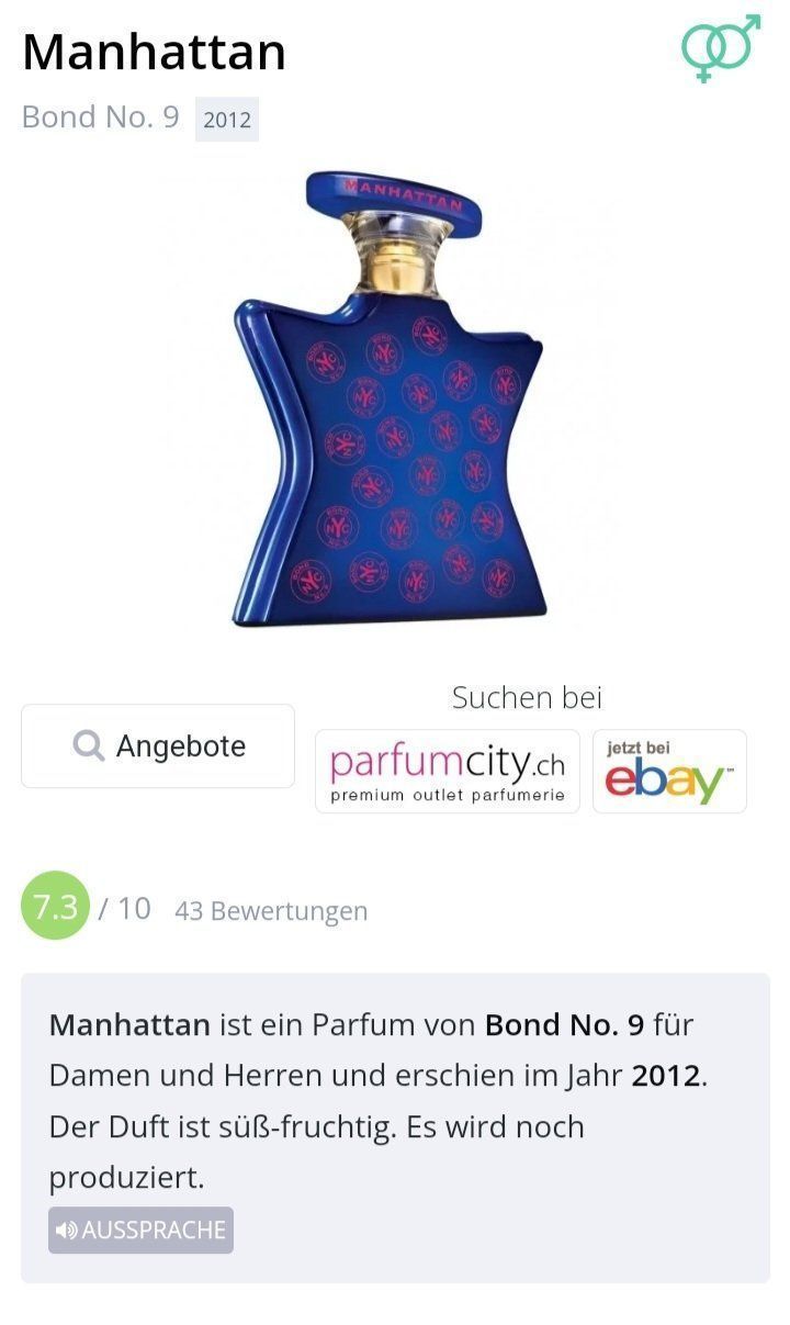 Profumi & Eau de Toilette: 2 ml BOND NO.9 MANHATTAN EDP ABFÜLLUNG – Nuovo (secondo la descrizione) da St. Gallen venduto da CaliSunshine 2
