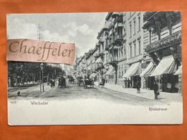 Alte Ansichtskarte Wiesbaden Rheinstrasse um ca. 1900 