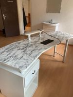Manikürtisch weiss Marmoroptik mit Schublade gebraucht
