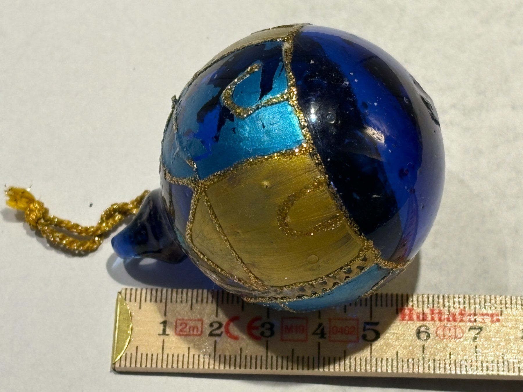 Tutte le decorazioni: Hübsche, ältere Glas-Weihnachtskugel blau mit Gold – Usato da Gossau/ZH venduto da amazonas66 4