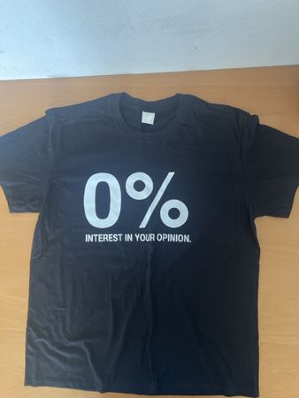 T-Shirt mit Aufdruck "0% INTEREST" Grösse L