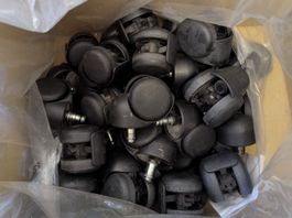 40 Bürostuhlrollen Hartplastik (für Teppich / weiche Böden)