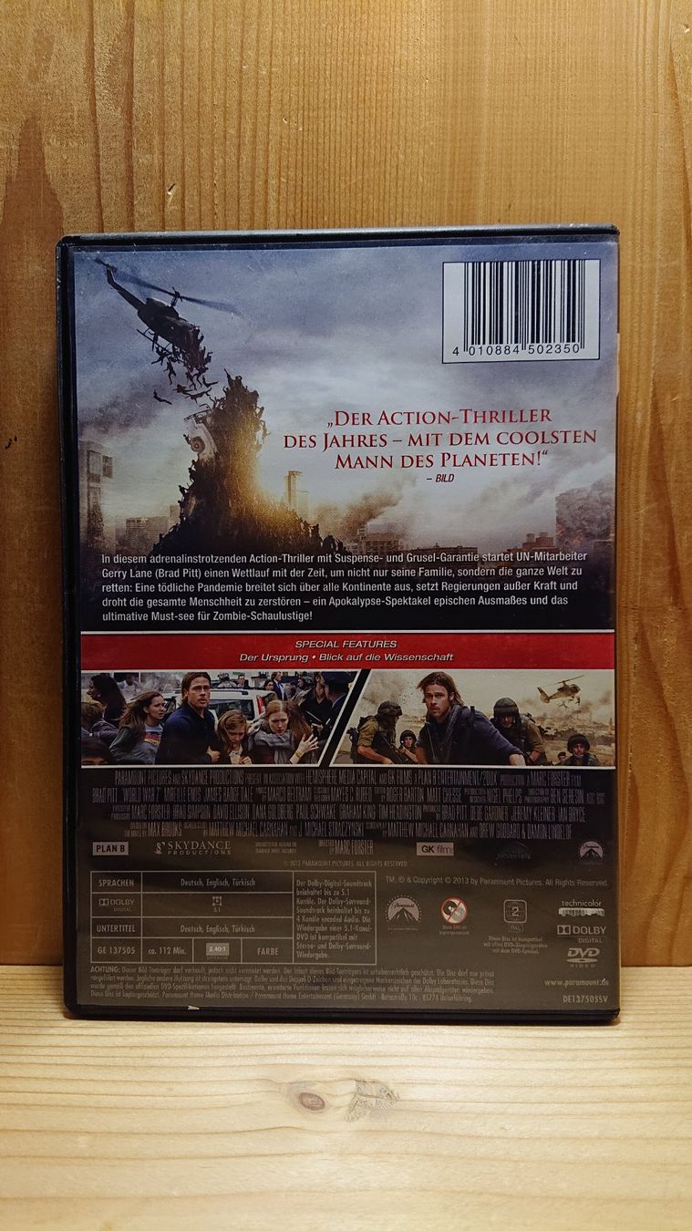 Tutti i DVDs: WORLD WAR Z DVD mit Brad Pitt – Usato da Wilderswil venduto da Exebub 1