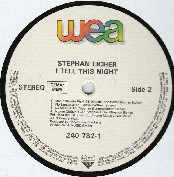 Dischi in vinile: Stephan Eicher ‎– I Tell This Night LP – Usato da Genève venduto da jim.k 1