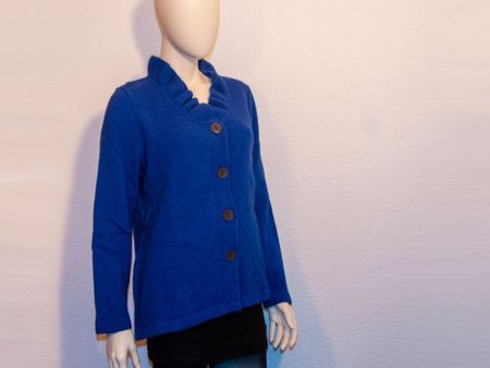 Possum Damen Jacke mit Rüschen S blau