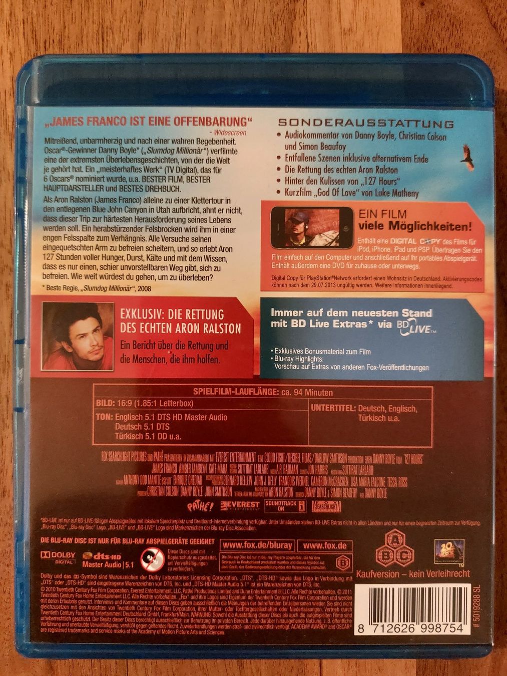 Alle DVDs: Blu Ray & DVD - 127 Hours mit James Franco – Gebraucht aus Rheinfelden von FilmAuktion 1