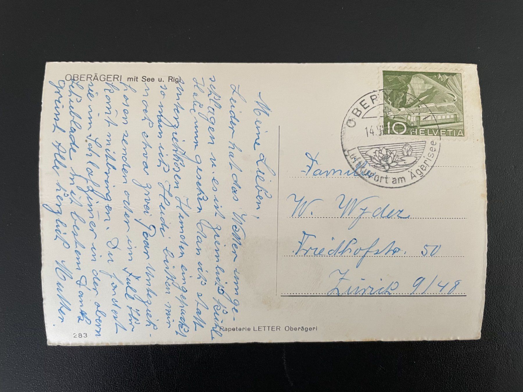 Cartoline postali: AK ZG Oberägeri mit See und Rigi – Usato da Thal venduto da Danny82 1
