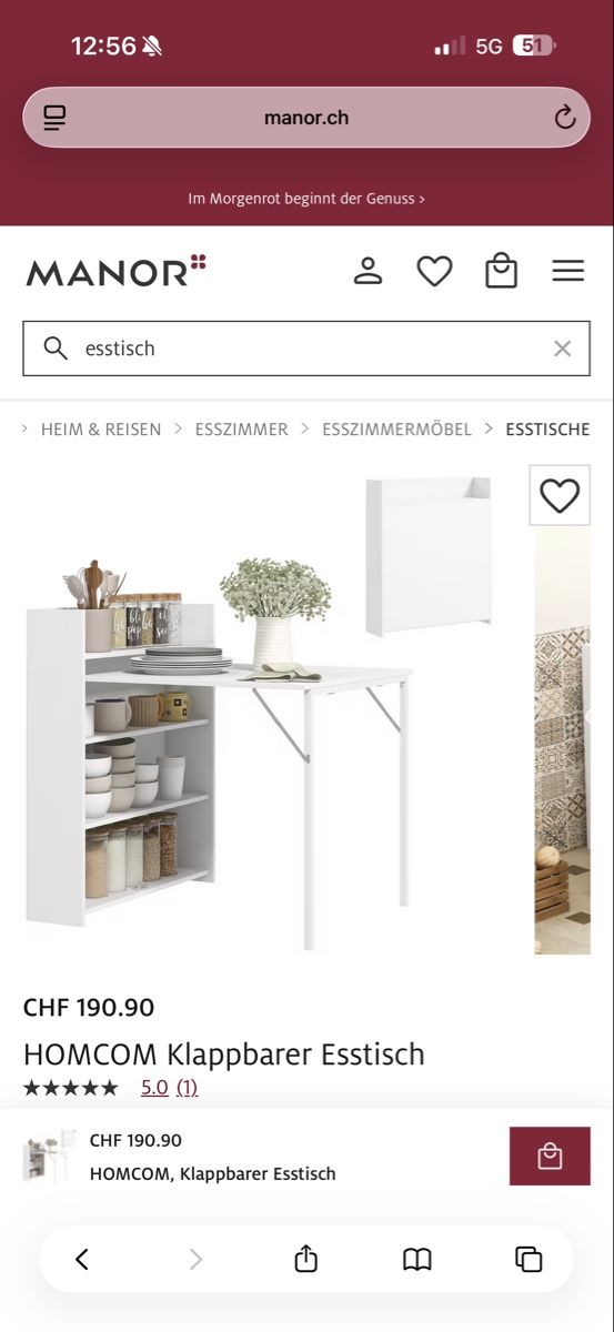 Tische: Klappbarer, platzsparender Esstisch – Neu (gemäss Beschreibung) aus Bätterkinden von michellenoemi00 2