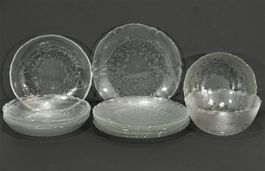 13 Teile Arcoroc Glasgeschirr mit Rosendekor