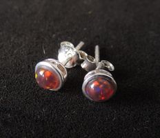 Black Opal Imitat 5 mm Ohrstecker Silber 925